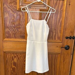 NWT size 10 BCBG Generation scalloped neck White Strappy Dress